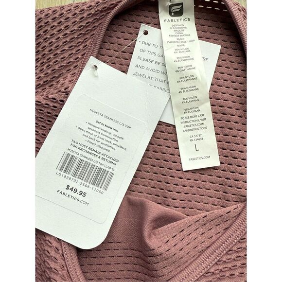 Fabletics Musetta Seamless Long-Sleeve Top In Charisma/Pink Size L - Picture 6 of 9